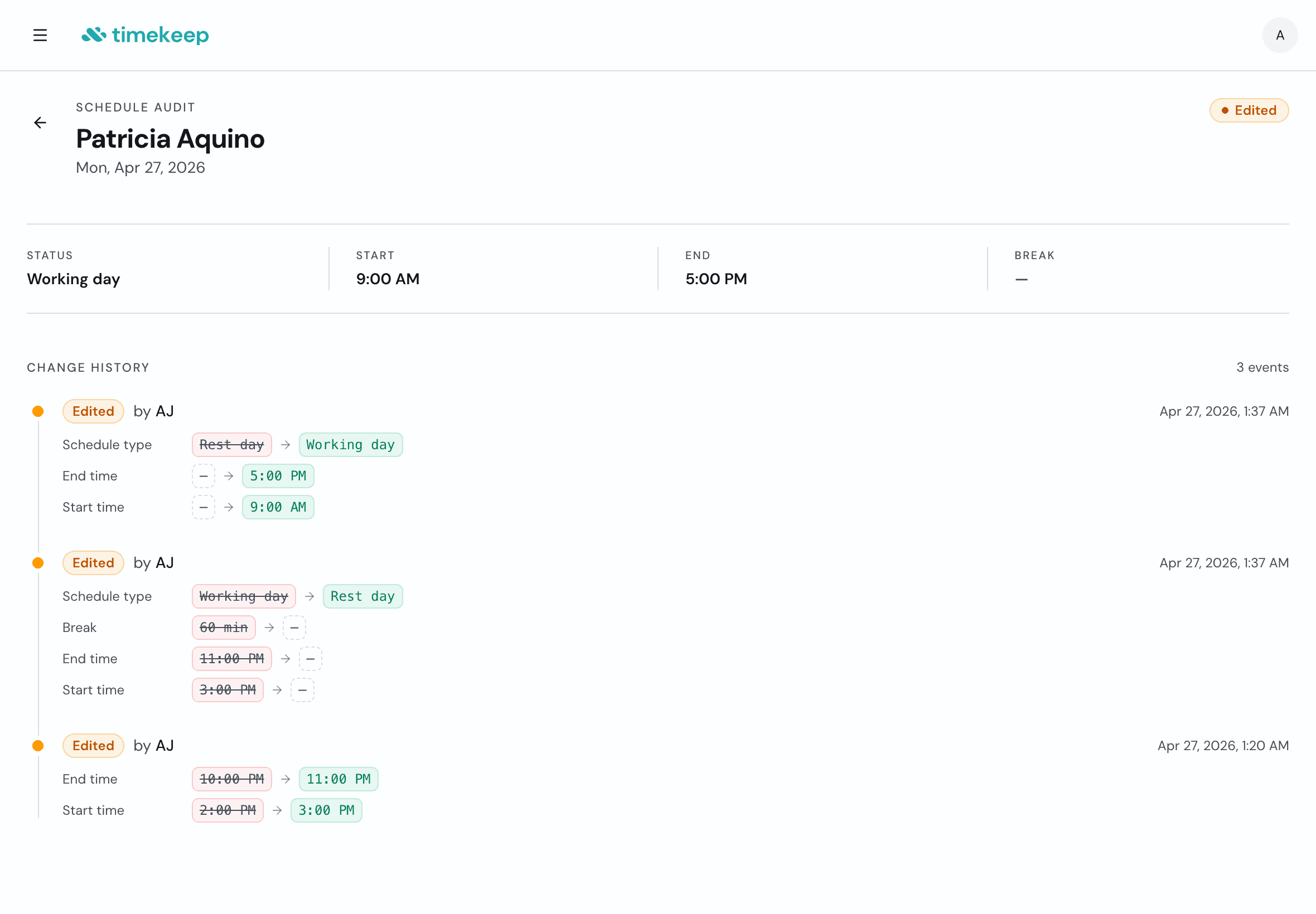 Schedule Changes You Can Trace 2