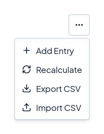 The More menu above the attendance table, with Recalculate below Add Entry.