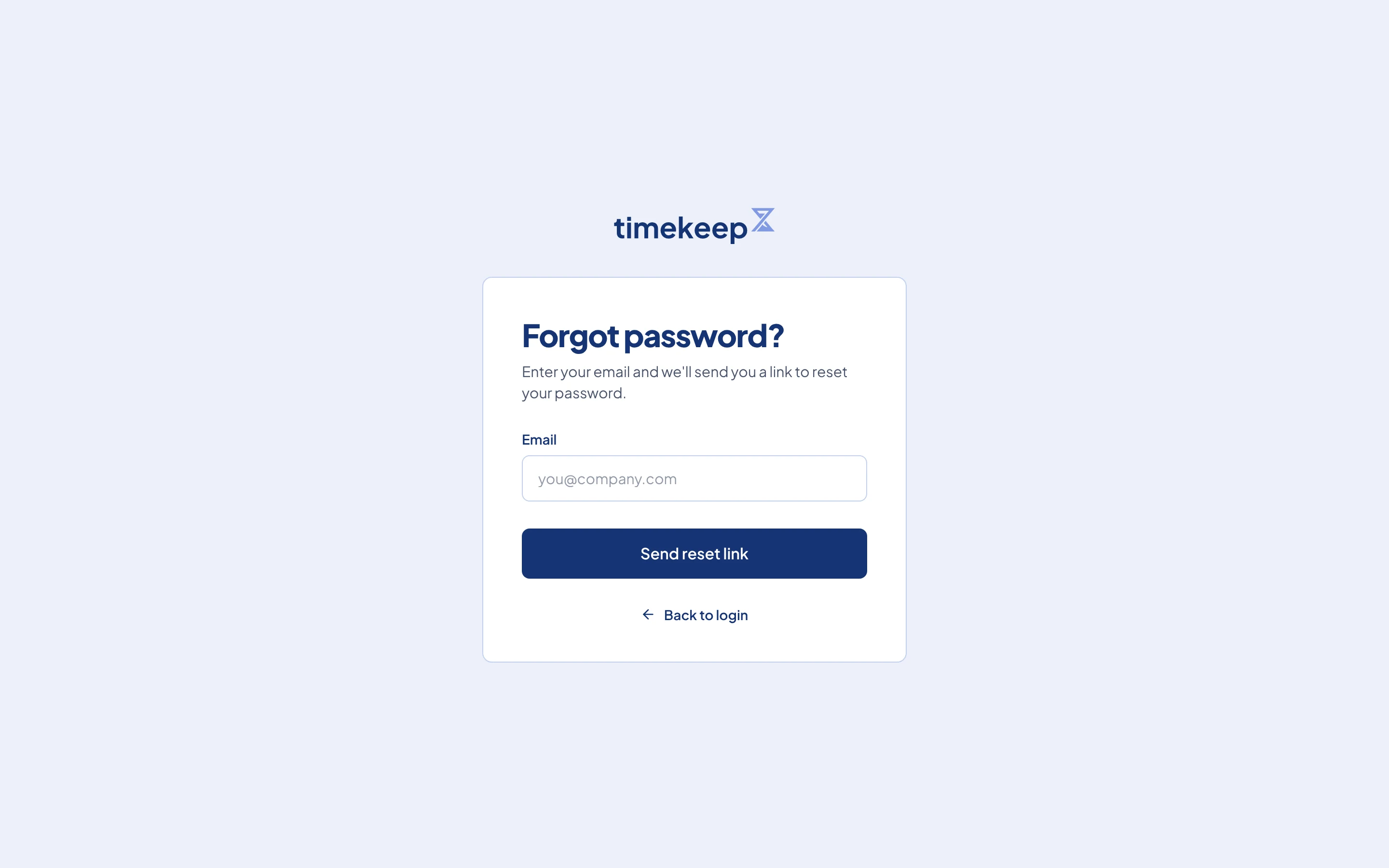 The Forgot password page, where you type your email to get a reset link.