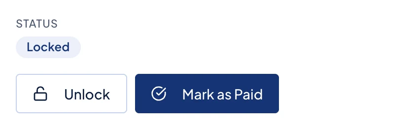 A locked payroll run, with Unlock and Mark as Paid beside the Locked status.