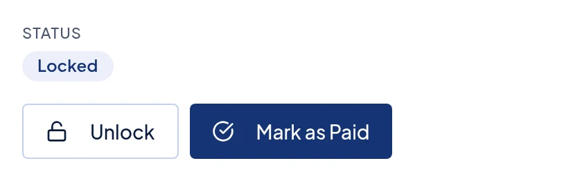 A locked payroll run, with Unlock and Mark as Paid beside the Locked status.
