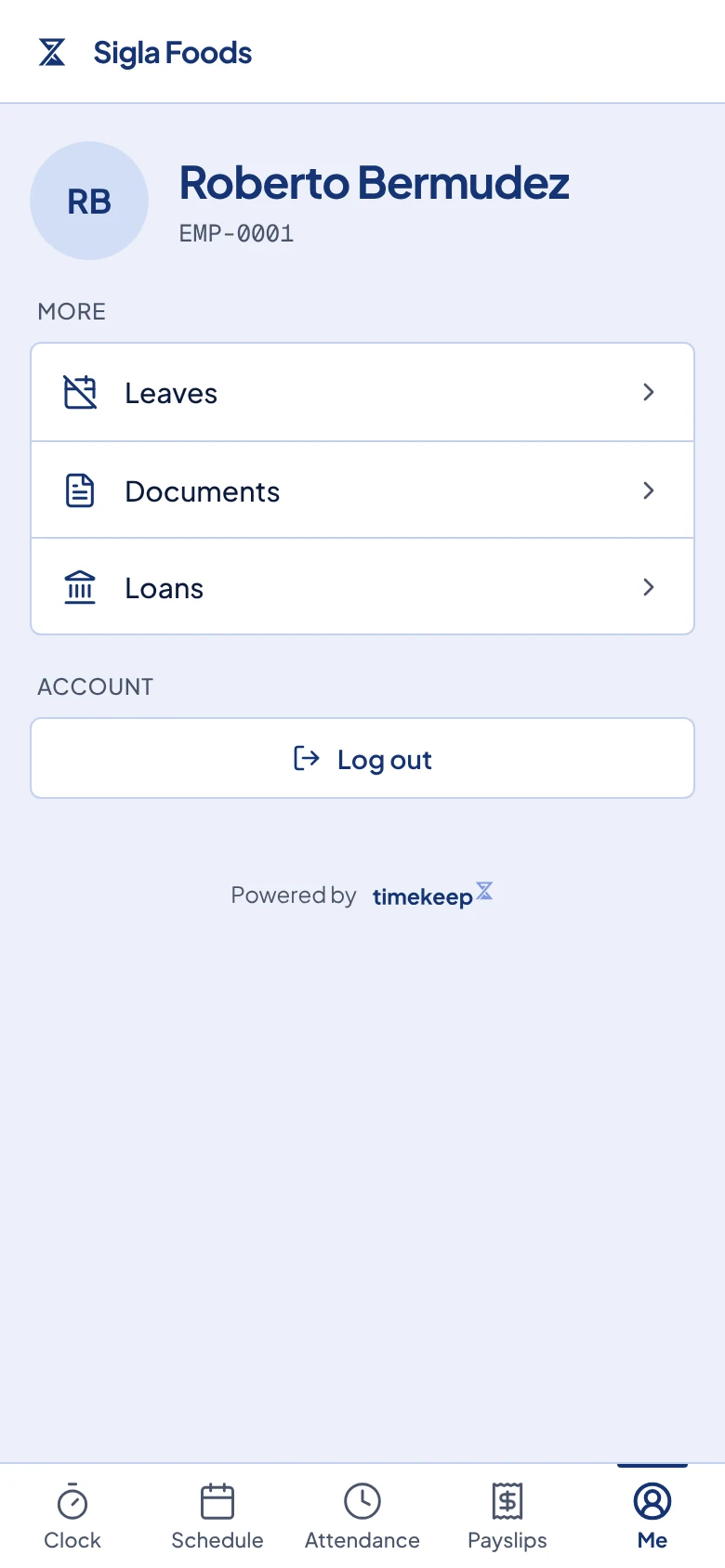 The Me page. Documents is in the list under More.