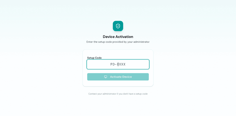 Device Activation form on the portal